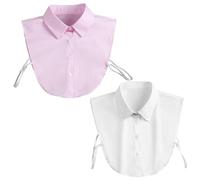 NyxSeat 2 Stück Frauen Kragen Abnehmbar Set, Halber Hemdkragen-Einsatz, Fake Shirt Kragen, Modischer Damen Blusenkragen Abnehmbare, Erhältlich in Weiß Und Rosa