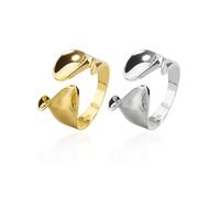 NyxSeat 2 Stück Geometrische Ringe, Silber 925 Damenringe, Personalisierte Ringe Für Damen, Modeschmuckringe, Breiter Ring Damenringe (Gold, Silber)