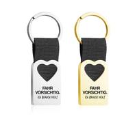 NyxSeat 2 Stück gewebtes Band mit graviertem Herz-Schlüsselanhänger, Auto-Schlüsselanhänger, Auto-Glücksanhänger, vorsichtig fahren-Schlüsselanhänger, personalisierter Schlüsselanhänger