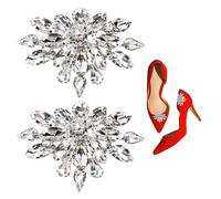 NyxSeat 2 Stück luxuriöse hochglänzende Strass-Schuhschnallen, modisches Schuhzubehör mit hohen Absätzen, abnehmbare Braut-Hochzeitsschuhdekorationen, kreative Lederschuhanhänger für Damen