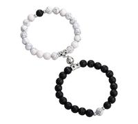 NyxSeat 2 Stück Magnetarmbänder, 1 Stück Samtbeutel, Passende Armbänder für Sie und Ihn, Runde Magnetarmbänder, Handgefertigte Perlenarmbänder, Elastische Paararmbänder