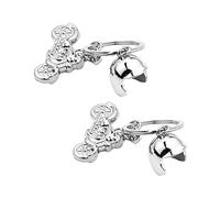 NyxSeat 2 Stück Metall Motorrad mit Helm-Schlüsselanhänger, Silber, für Rucksäcke, Schlüssel und Handy-Zubehör