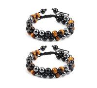 NyxSeat 2 Stück natürliche Tigerauge-Stein-Achat-Armbänder, Herren-Perlenarmbänder, handgewebte Armbänder, Achat-Armbänder, Urlaubsgeschenke