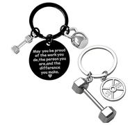 NyxSeat 2 Stück personalisierte Schlüsselanhänger, Hantel- und Fitness-Schmuck