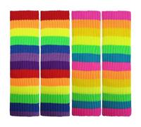 NyxSeat 2 Stück Regenbogen-Wollflorsocken Für Damen, Modische Gestrickte Beinstulpen, Warme Florsocken, Skating-Beinstulpen