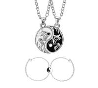 NyxSeat 2-Teilige Totem-Halskette Mit 2-Teiligem Tai-Chi-Armband, Freundschaftskette, Halskette Aus Legierung, Paar-Halskette, Yin- Und Yang-Halskette, Geeignet Für Paare, Liebhaber, Freunde