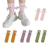 NyxSeat 4 Paar Socken Mit Magnetischen Händen, Paar-Händchenhalten-Socken, Lustige Socken, Süße Und Lustige Socken, 3D-Paare-Socken, Socken Geeignet Für Valentinstag Und Geburtstagsfeiern