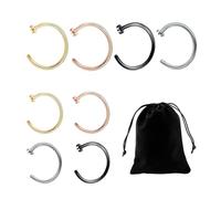 NyxSeat 8-Teiliges Edelstahl-Lippenstecker- Und Nasenring-Set, Nasenpiercing-Ring, C-Förmiger Nasenstecker-Lippenring, Gefälschter Nasolabialring, Geeignet Für Männer Und Frauen. (8mm/10mm)