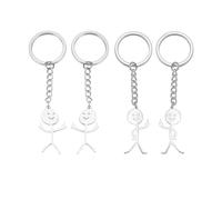 NyxSeat Stickman Gebärdensprache Schlüsselanhänger Set (4 Stück) - Einzigartige Lustige Geschenke Für Taschen, Schlüssel, DIY-Anhänger, Unisex (Silber)
