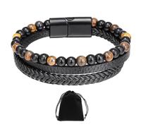 NyxSeat Tigerauge-Stein-Armband, 1 Stück, Schwarz, Gelb, 21 cm, Magnetverschluss, Zeitgenössisch, Unisex, Schmuck-Aufbewahrungstasche, Party, Reisen