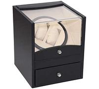 NZVCQVPU Winder Box Winder for Automatic Watches Wooden for 2 Wrist Watches + 2 Storage Case，Jewellery Display Storage Box Atmosphere Winder