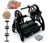 NZVZGKTNTW Garnspinnrad Elektrisches Spinnrad, 120 G Automatische Garnwickelmaschine, Hunde- Und Katzenhaar-Wollspinngarn, 3 Spulen, Fußschalter, 800 U/min(Black)