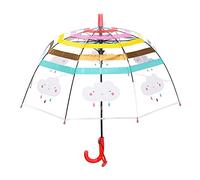 NZXVSE Transparenter Regenschirm für Kinder, niedlicher Cartoon, automatischer Öffnungsmechanismus, transparenter Faltschirm mit einfachem Griff für Kinder, Jungen und Mädchen, rot