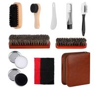 NZZVNZ 12-teiliges Schuhputzsets, Schuhpflege-Set, Shoe Polish Brushes, Schuhputz-Reise Set mit Bürstenset, Schuhcreme, Holzapplikator, Schuhlöffel