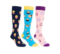 o-day | 4 Paar Herrensocken lang gemustert 100% Baumwolle Schottlandgarn bunt elegant Made in Italy Herrensocken Muster Punkte Streifen lustige Muster Socken gemustert, Set 3 Paar - Sushi / Pop Corn