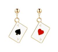 O-Kinee: 1 Paar Poker Ohrstecker Frauen, Hypoallergene Herzen Pik Ass Ohrringe Damen, Dangle Earrings mit Legierungen, 316L Metall für Pokerliebhaber, Fasching, Party Dekoration