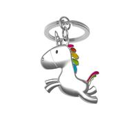 O meta[l]morphose METALMORPHOSE MTM115-01 Schlüsselanhänger Einhorn mit Regenbogen Mähne, Silber, Einheitsgröße, Silber, Taille unique