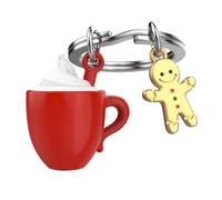 O meta[l]morphose METALMORPHOSE - Schlüsselanhänger heiße Schokolade & ihr Keks - MTM152-01, Rot, Gold, one size, Modern