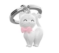O meta[l]morphose METALMORPHOSE - Schlüsselanhänger niedliche weiße Katze - Kätzchen Schlüsselanhänger - Geschenk für Frauen
