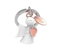 O meta[l]morphose METALMORPHOSE - Schlüsselanhänger Schutzengel mit Charm Love Rose Gold - MTM801-02, Weiß, Roségold, Einheitsgröße, modern, Weiß, Roségold, Taille unique, Zeitgenössisch