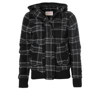 O´Neill Damen Wolljacke Trendige Winterjacke Kapuze gefütterte Jacke Karo Jade S Black