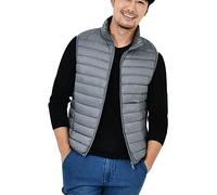 OADOBKICE Puffer Weste Herren Leichte Daunenweste Herren Ultralight Packable Daunen Ärmelloser Mantel Herren Plus Größe Puffa Ärmelloser Mantel Herren Bubble Gilet Gepolsterte Steppweste Grau L