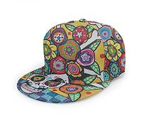 Oaieltj Unisex Baseball Cap Damen Herren Einstellbare Hip Hop Hut Mode Flache Schirmmütze Baseball Cap, Lustige Sugar Skull Blumen, One size
