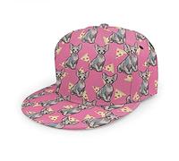 Oaieltj Unisex Baseball Cap Damen Herren Einstellbare Hip Hop Hut Mode Flache Schirmmütze Baseball Cap, Sphynx Cat Taco Pizza Pink, One size