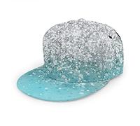 Oaieltj Unisex Baseball Cap Damen Herren Einstellbare Hip Hop Hut Mode Flache Schirmmütze Baseball Cap, Silberfarbener glitzernder Glitzer auf hellblauem Glitzer, One size