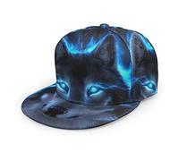 Oaieltj Unisex Baseball Cap Damen Herren Einstellbare Hip Hop Hut Mode Flache Schirmmütze Baseball Cap, Silver Blue Fire Flame Wolf Schwarz, One size