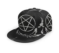 Oaieltj Unisex Baseball Cap Damen Herren Einstellbare Snapback Flat Bill Brim Baseball Cap Cool Hip Hop Hat, Gothic Okkult Satan Penta Symbol Totenkopf, One size