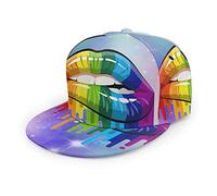 Oaieltj Unisex Baseball Cap Erwachsene Teens Adjustable Snapback Flat Brim Baseball Cap Cool Hip Hop Hat, Lgbt Gay Homosexual Lesbian Rainbow Lips, One size