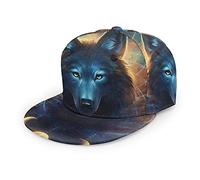 Oaieltj Unisex Baseball Cap Erwachsene Teens Adjustable Snapback Flat Brim Baseball Cap Cool Hip Hop Hat, Galaxy Psychedelic Wolf Night Sky Space, One size