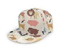 Oaieltj Unisex Baseball Cap Erwachsene Teens Adjustable Snapback Flat Brim Baseball Cap Cool Hip Hop Hat, Lustige Tiere Set Hai Flamingo Panda, One size