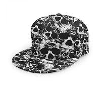 Oaieltj Unisex Baseball Cap Erwachsene Teens Adjustable Snapback Flat Brim Baseball Cap Cool Hip Hop Hat, Schwarz-Weißer Totenkopf, One size