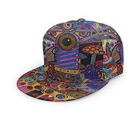 Oaieltj Unisex Baseball Cap Herren Damen Einstellbare Snapback Trucker Hat Mode Hip-Hop Baseball Cap, Bunte psychedelische Trippy Art, One size