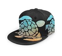 Oaieltj Unisex Baseball Cap Herren Damen Einstellbare Snapback Trucker Hat Mode Hip-Hop Baseball Cap, Space Aquarell Schildkröte Schwarz, One size