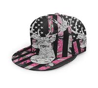 Oaieltj Unisex Baseball Cap Herren Damen Einstellbare Snapback Trucker Hat Mode Hip-Hop Baseball Cap, Amerikanische Flagge Gewehr Bullets Reh Jagd Pink, One size