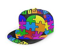 Oaieltj Unisex Baseballkappe Damen Herren Junge Mädchen Mode verstellbar 3D gedruckt Flat Bill Baseball Cap, Autism Heart Colorful Puzzle Autism Awareness, One size