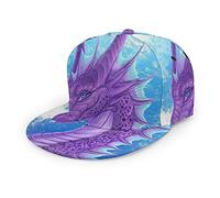 Oaieltj Unisex Baseballkappe Damen Herren Junge Mädchen Mode verstellbar 3D gedruckt Flat Bill Baseball Cap, Lila Drache, One size