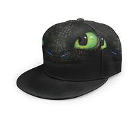 Oaieltj Unisex Baseballkappe Damen Herren Junge Mädchen Mode verstellbar 3D gedruckt Flat Bill Baseball Cap, Black Dragon Green Eyes, One size