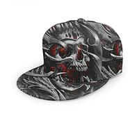 Oaieltj Unisex Baseballkappe Damen Herren Junge Mädchen Mode verstellbar 3D gedruckt Flat Bill Baseball Cap, Vintage Skelett Totenkopf König, One size