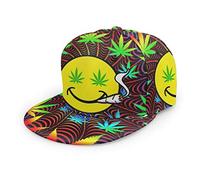 Oaieltj Unisex Baseballkappe, Damen, Herren, Jungen, Mädchen, Mode, verstellbar, 3D-bedruckt, flache Baseballkappe, 90er Jahre Rock Music Cannabis Leaf, One size