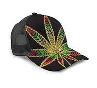 Oaieltj Unisex-Baseballkappe Herren Damen Kinder Mode Baseball Cap Verstellbare Snapback Dad Hat Casual Sonnenhut, Trippy Tie Dye Marihuana Unkrautblatt, Schwarz, One size