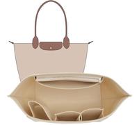 OAikor Geldbörsen-Organizer-Einsatz, kompatibel mit Longchamp Le Pliage Large und mehr, Filz-Reißverschluss, langer Champ-Taschen-Organizer-Einsatz mit Getränkehalter, Damen-Tragetaschen, Shaper mit 8