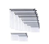 Oaimyy Kunststoff-Tasche mit Reißverschluss, für Stifte, Dokumente, Ordner, Taschen, transparentes Netzgewebe, wetterfest, Schutz, 9 Größen, 18 Stück schwarz