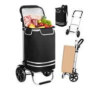 Oak & Tea Einkaufstrolley 3 IN 1 Klappbar, Leicht & Robust (50kg Traglast, 56L) mit 2 Rädern & Verstellbarem Griff - Aus Oxford-Stoff mit Isolier-Innenfutter - Ideal für Supermarkt, Reisen & Haushalt