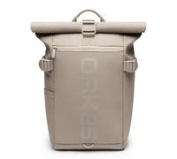 OAK25 Rolltop Rucksack Reflektierender Damen & Herren Beige - Luminite Rolltop Lite - Roll Top Backpack für Arbeit Uni Fahrrad - Laptopfach bis 16 Zoll - Tagesrucksack 19L