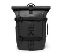 OAK25 Reflektierender Rolltop Rucksack Damen & Herren Schwarz - Luminite Rolltop - Roll Top Backpack für Arbeit Uni Fahrrad - Laptopfach bis 16 Zoll - Tagesrucksack 23L Reflektierend