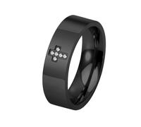 OAKKY 6mm Breiter Zirkonia Kreuz Ring für Männer Frauen Polierter Edelstahl Band Zart Minimalistischer Kreuz Religion Glaube Schmuck Gold Größe 62 (19.7)